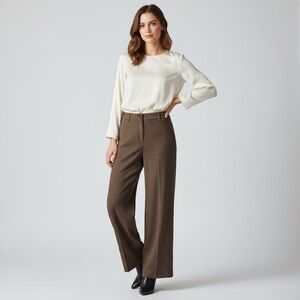Caractere Brown Wide-Leg Cropped Trousers size 10